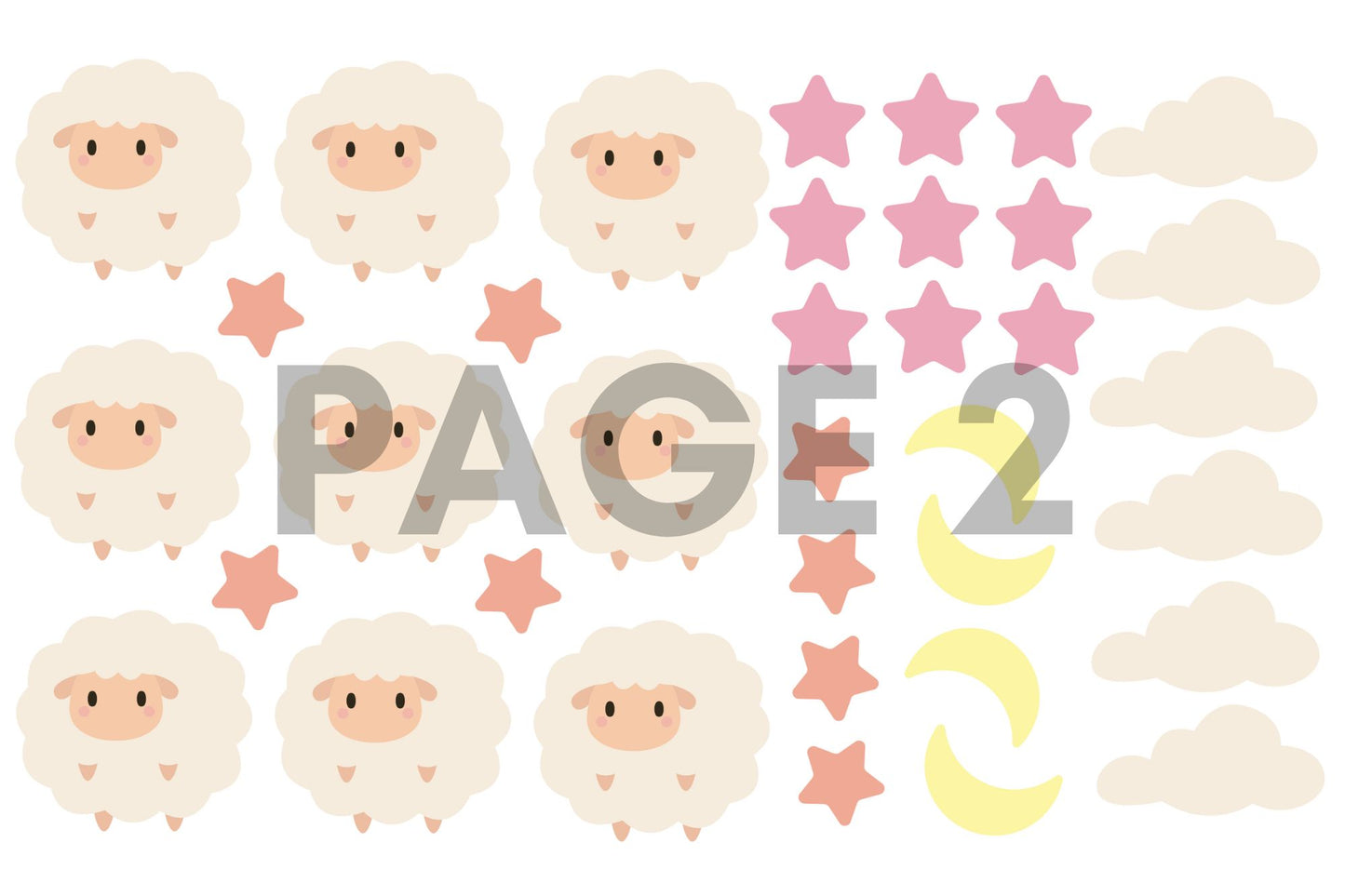 Baby Sheep & Stars - Sticker Decals