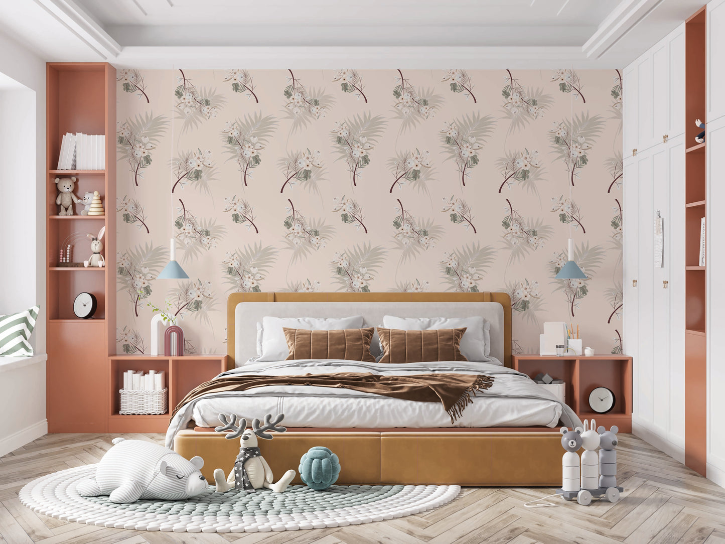 Beige Hawaiian Flowers Crop Proof