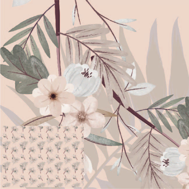 Beige Hawaiian Flowers Crop Proof