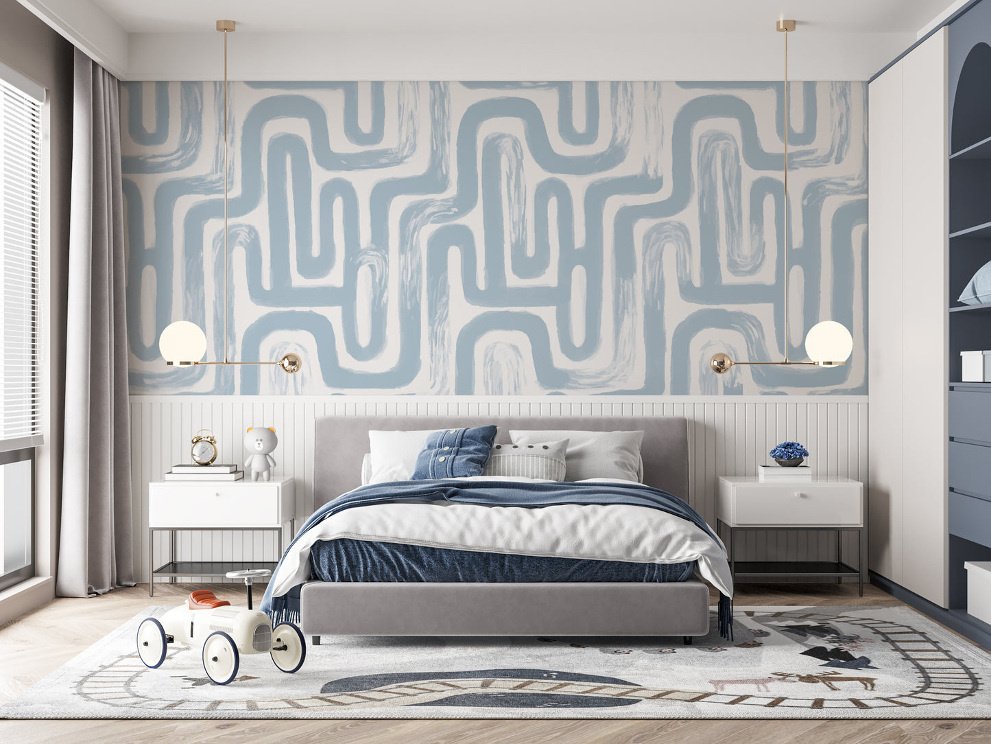 Blue Brush Stroke Maze