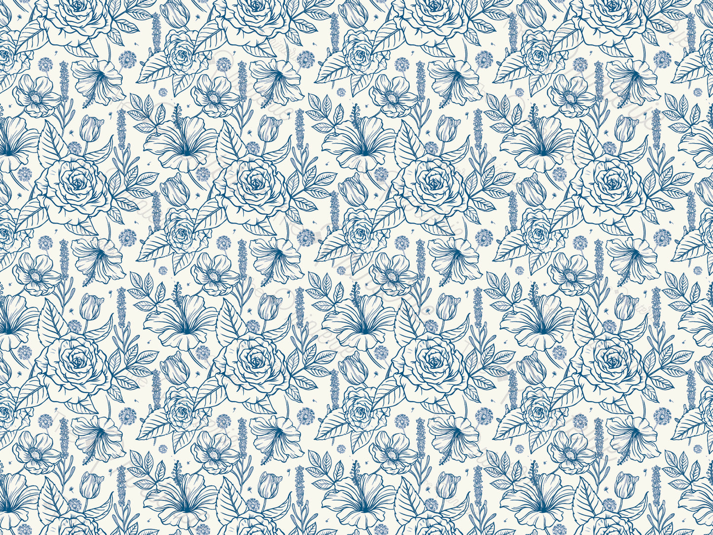 Blue Lined Flowers
