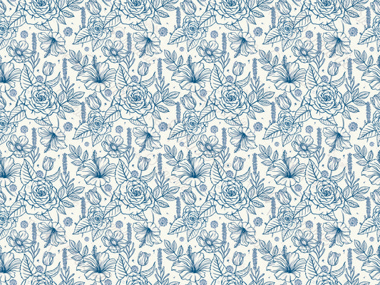 Blue Lined Flowers