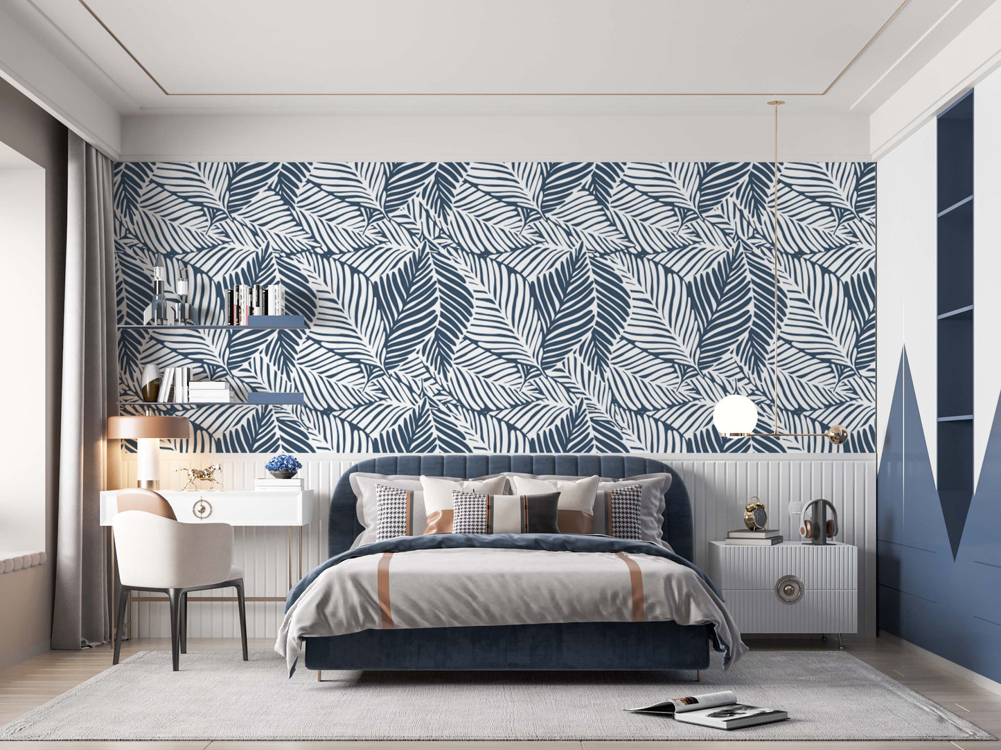Monochrome Blue Leaves