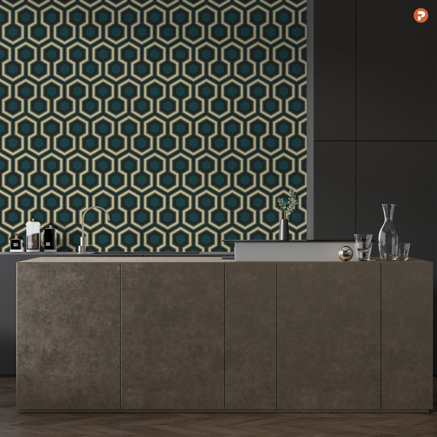 Geometric Pattern Hexagon Teal