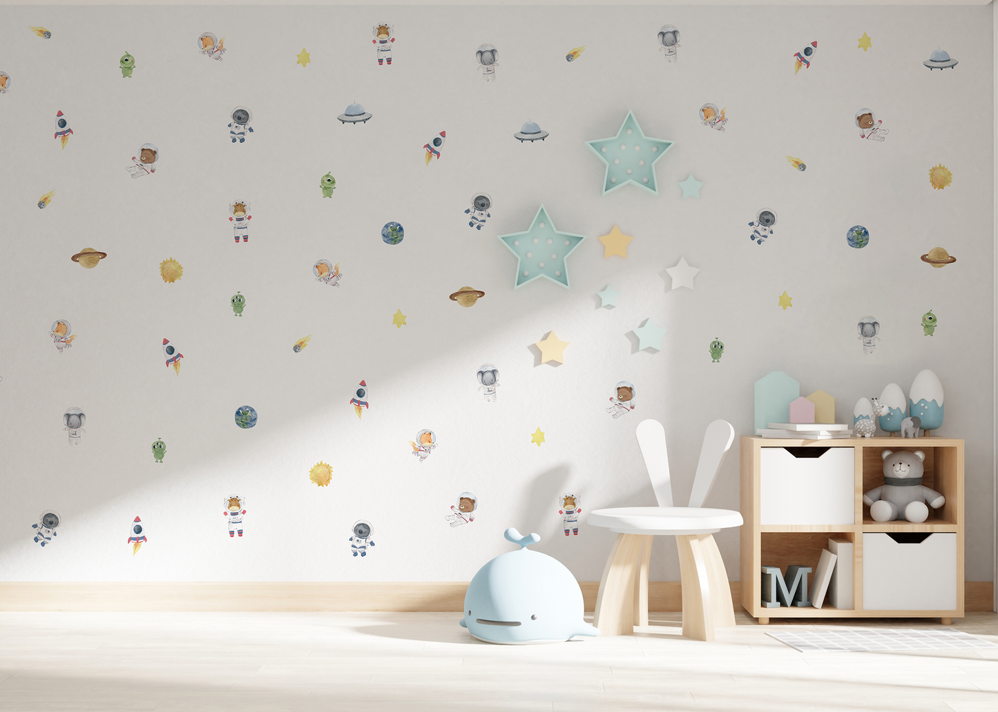 Animals in Space Removable Sticker Decals
