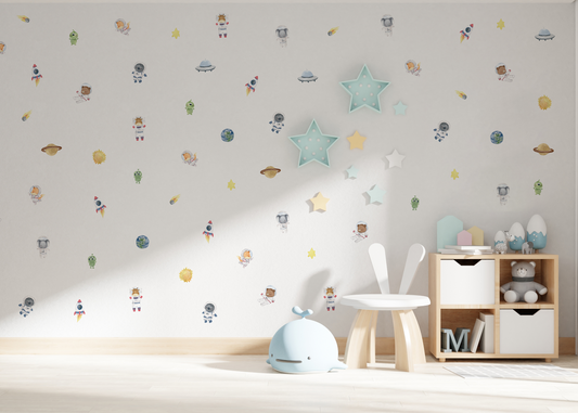 Animals in Space Removable Sticker Decals