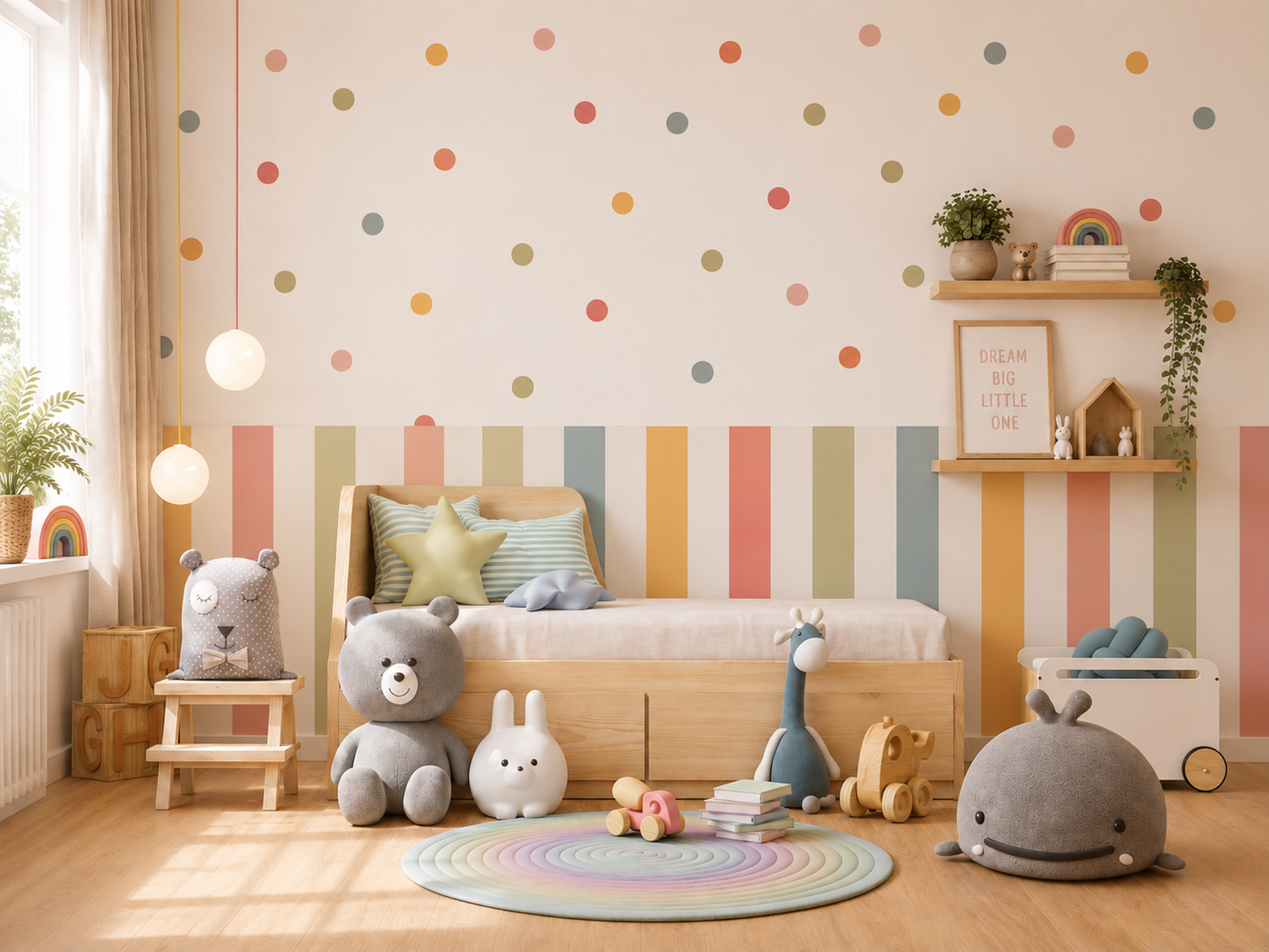 Pastel Stripes Half Wall Removable Sticker Decals