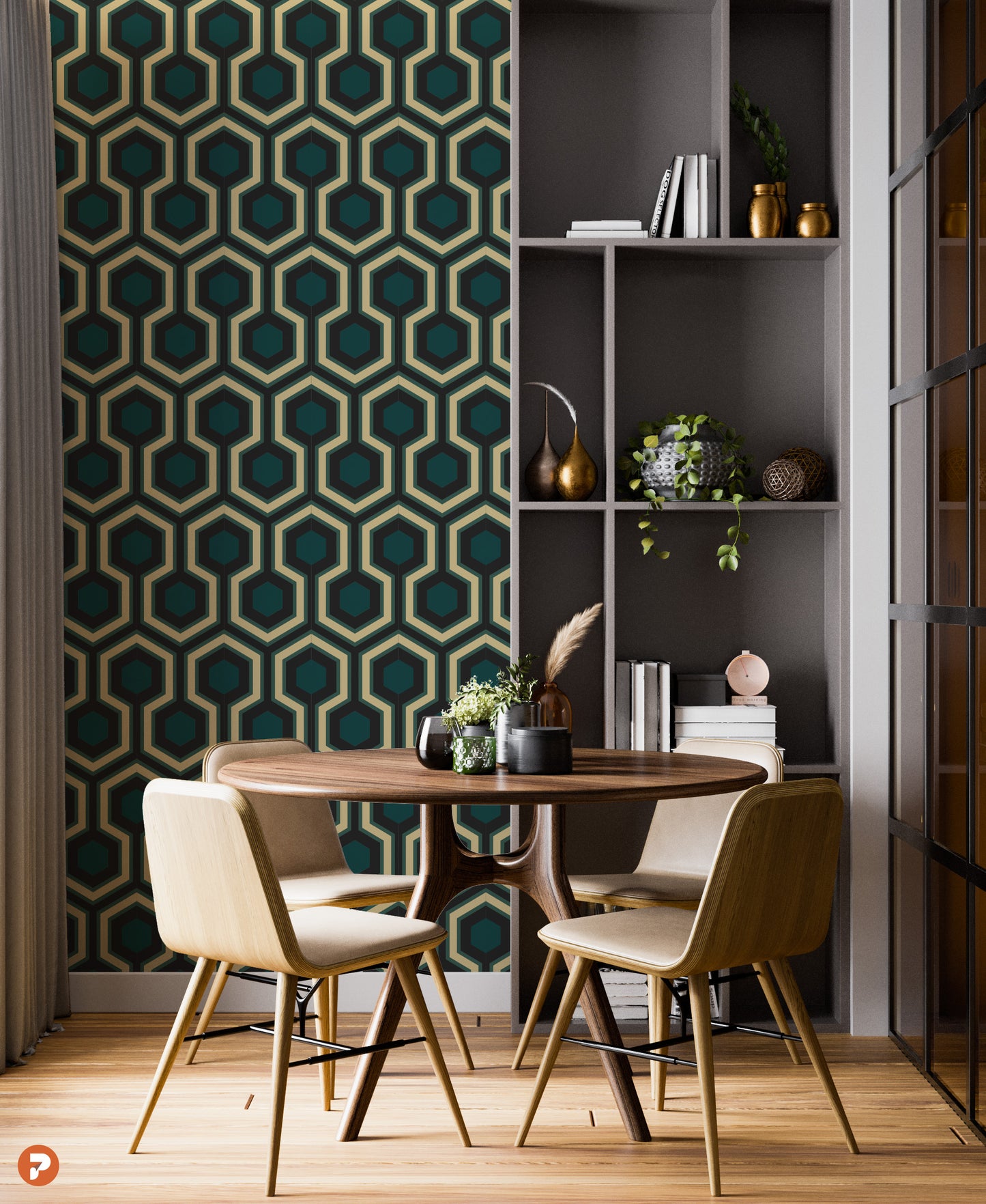 Geometric Pattern Hexagon Teal