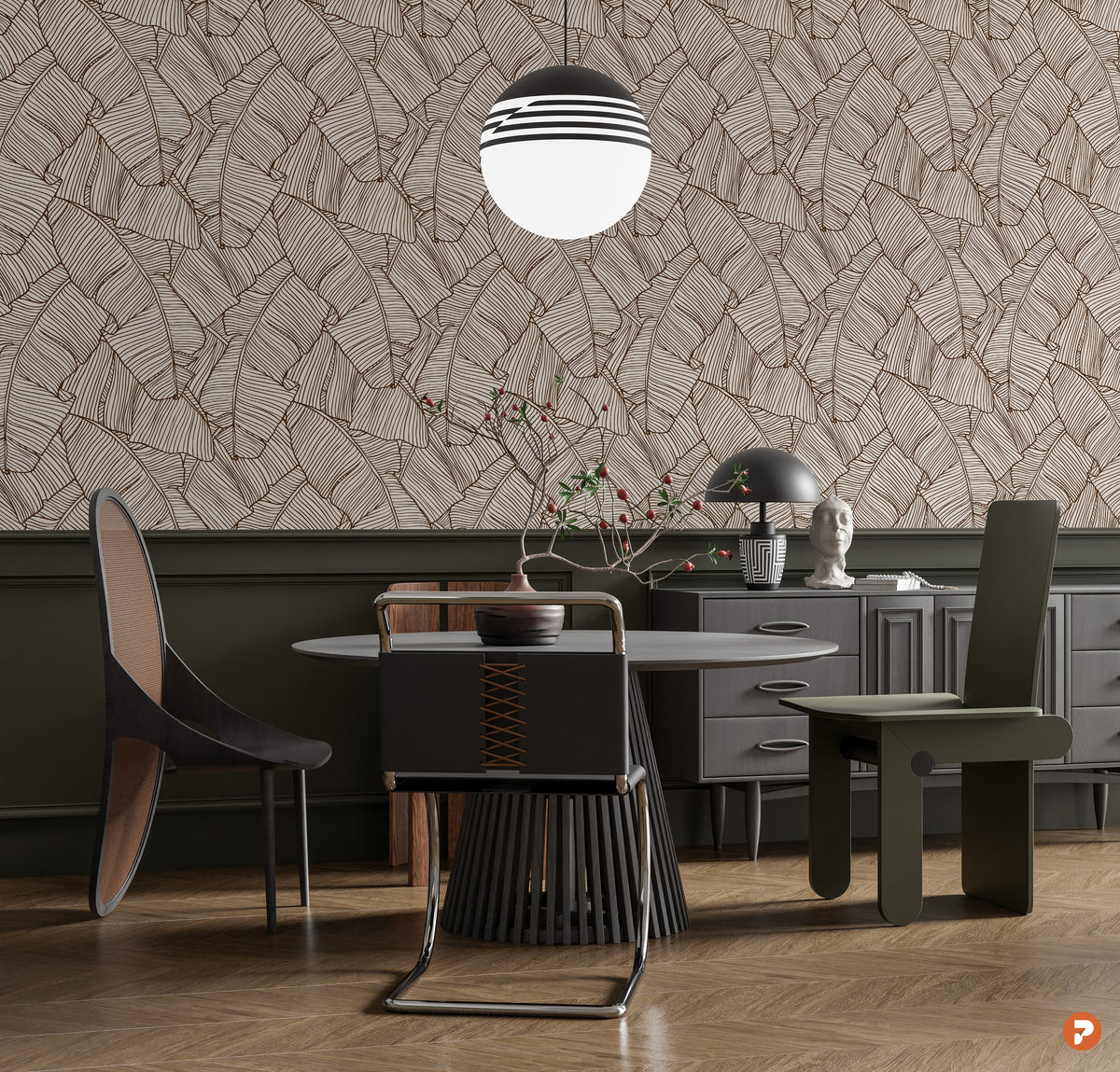 Banana Leaf Line Brown