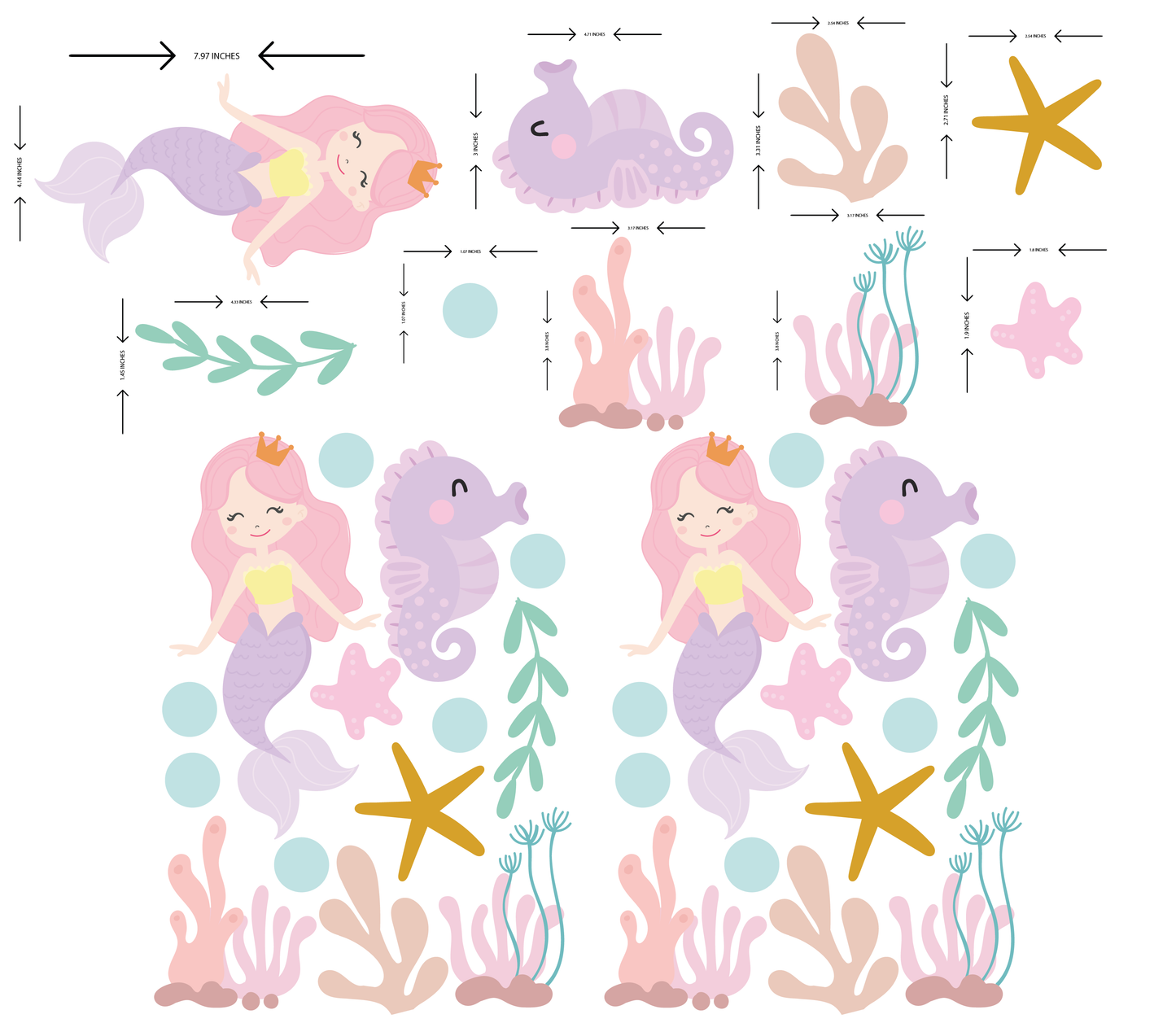 Mermaids - Mini Sticker Decals