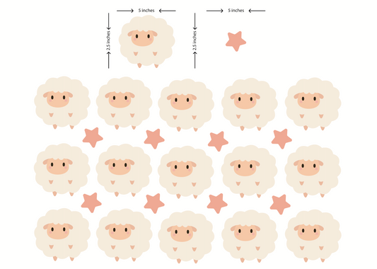 Baby Sheep & Stars - Sticker Decals