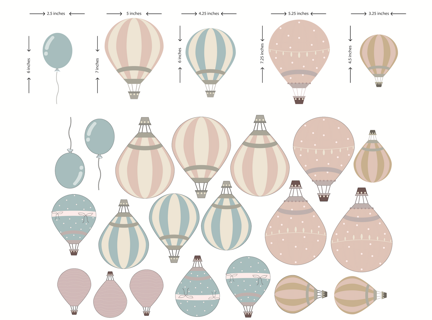 Hot Air Balloons and Animals - Sticker Decals