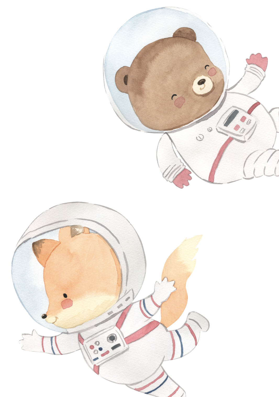 Animals in Space Removable Sticker Decals