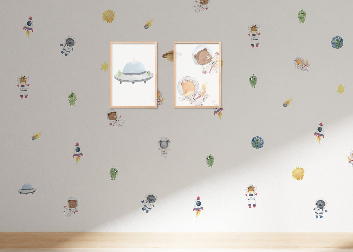 Animals in Space 2-PC Canvas Wall Art Prints