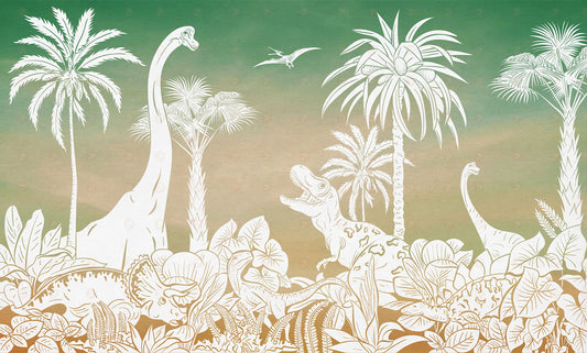 Monochrome Dino | Green Sky