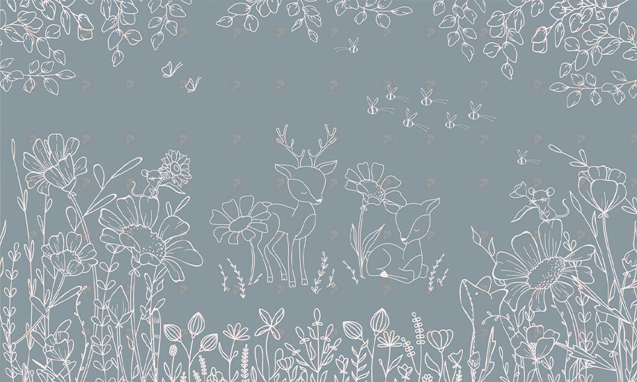 Deer Doodles | Blue