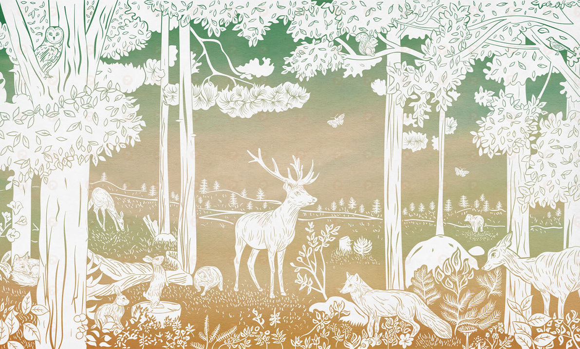 Monochrome Forest | Green Sky