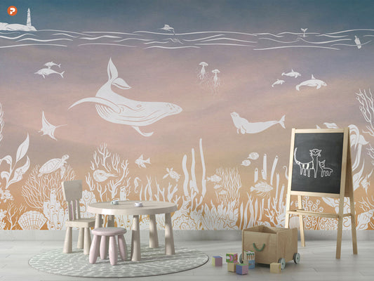 Monochrome Sea | Pink Aqua