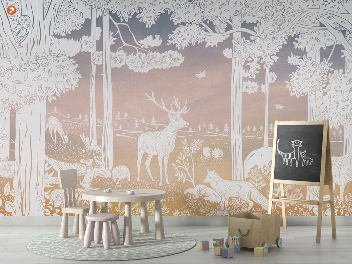 Monochrome Forest | Pink Sky