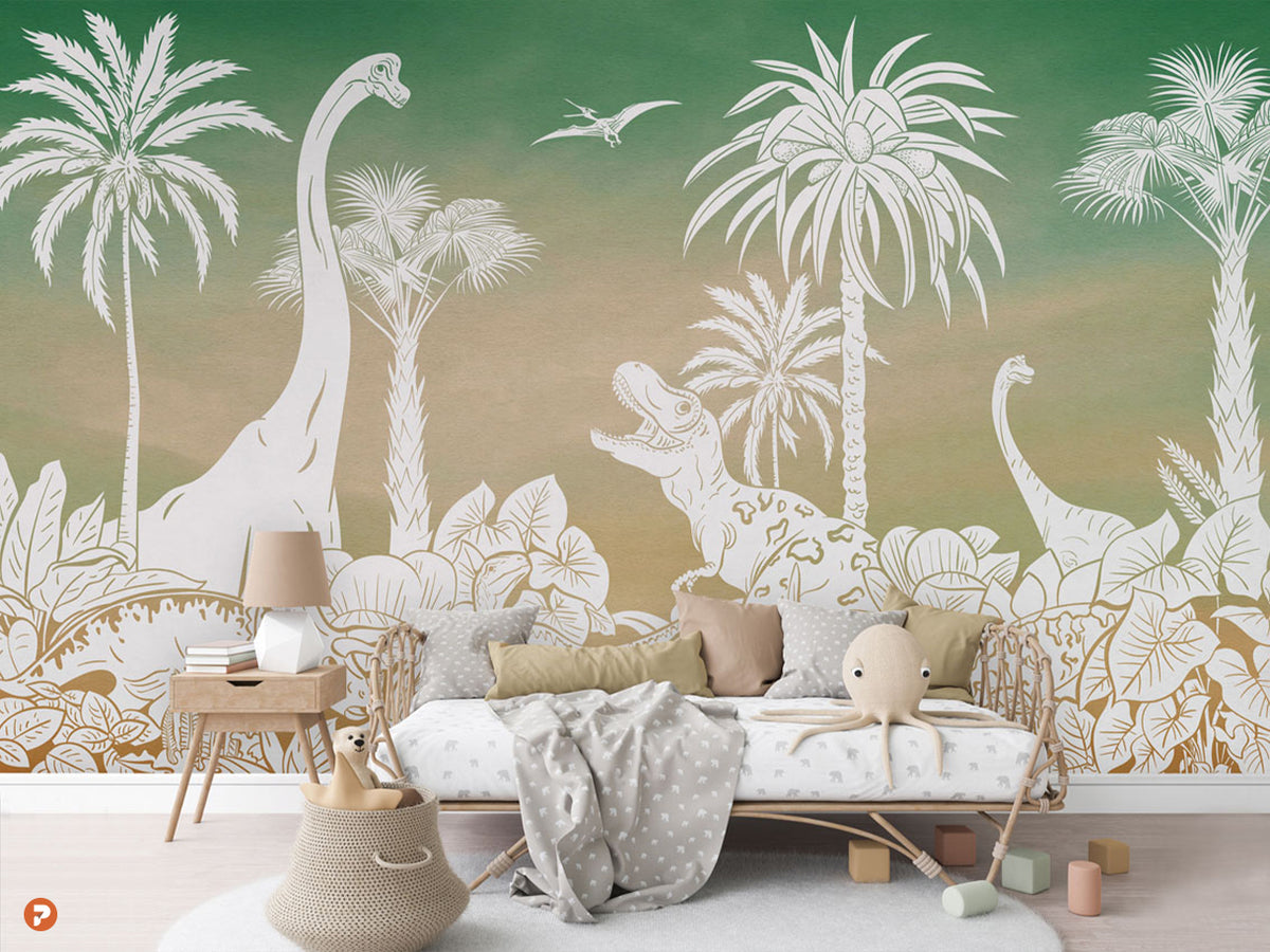 Monochrome Dino | Green Sky