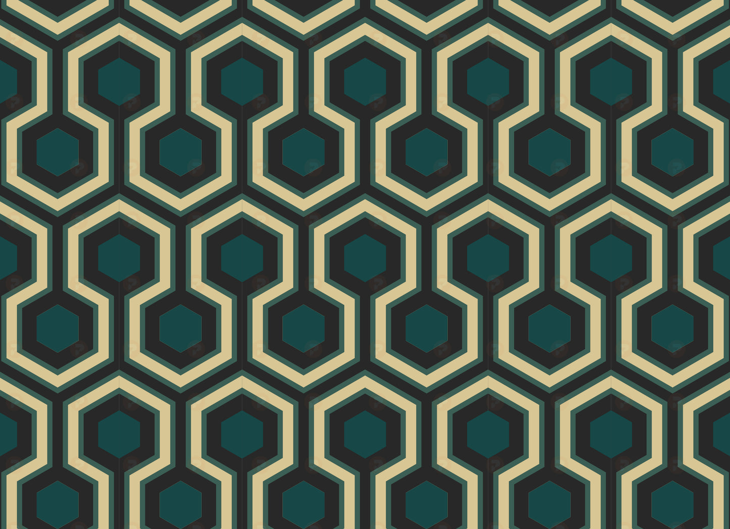 Geometric Pattern Hexagon Teal