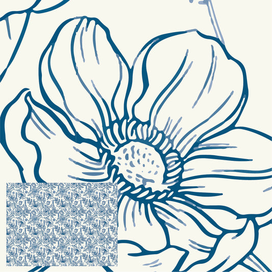 Blue Lined Flowers Crop Proof