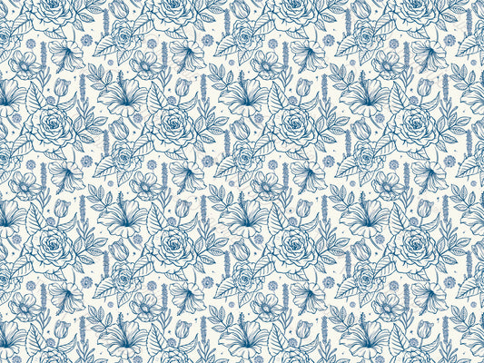 Blue Lined Flowers Crop Proof